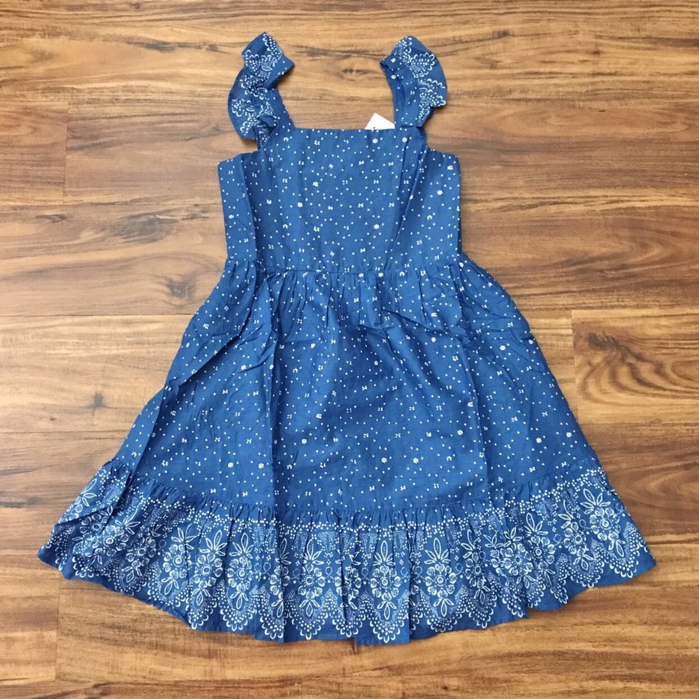NWT Girls Crewcuts Floral Navy Dress